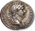 ROMAN EMPIRE AR silver denarius 112-117 A.D. Trajanus / Trajan, Rome mint VF+ steelgrey toning with colorful hints of irride