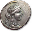 ROMAN REPUBLIC AR silver denarius 55 B.C. P. Licinius Crassus, Rome mint - beautiful strike on large flan - VF+ / EF-light steelgrey toning with hints of gold