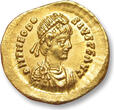 ROMAN EMPIRE AV gold tremissis circa 444-450 A.D. Theodosius II, Constantinople mint - VICTORIA AVGVSTORVM - near mint state EF / EF+ beautifully struck little coin, minor fla