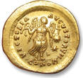 ROMAN EMPIRE AV gold tremissis circa 444-450 A.D. Theodosius II, Constantinople mint - VICTORIA AVGVSTORVM - near mint state EF / EF+ beautifully struck little coin, minor fla