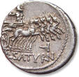 ROMAN EMPIRE AR silver denarius 104 B.C. L. Appuleius Saturninus, Rome mint VF+ / EF-attractive light steelgrey toning with hi