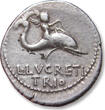 ROMAN REPUBLIC AR denarius 76 B.C. L. Lucretius Trio, Rome mint - nicely centered - EF / EF+ lightly toned, slight wear on reverse