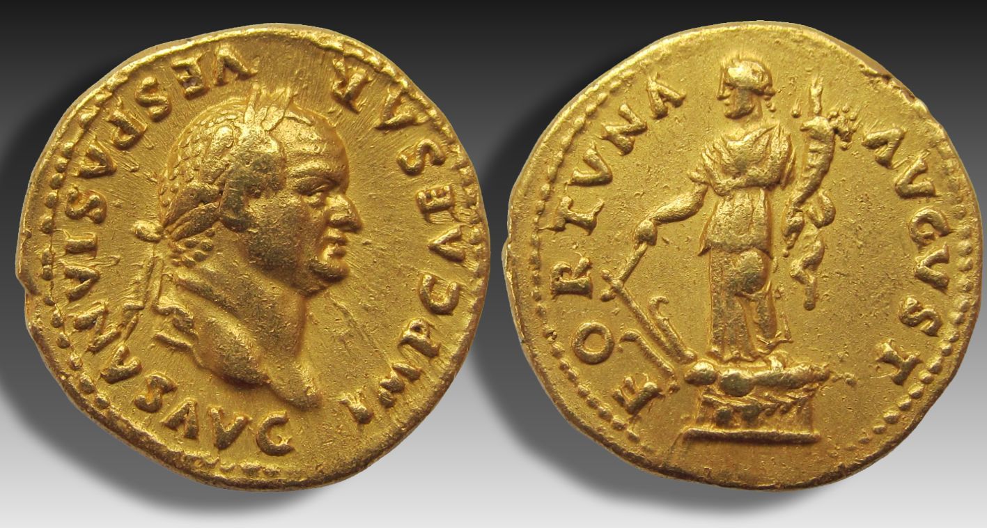 ROMAN EMPIRE AV gold aureus 74 A.D. Vespasian / Vespasianus, Rome