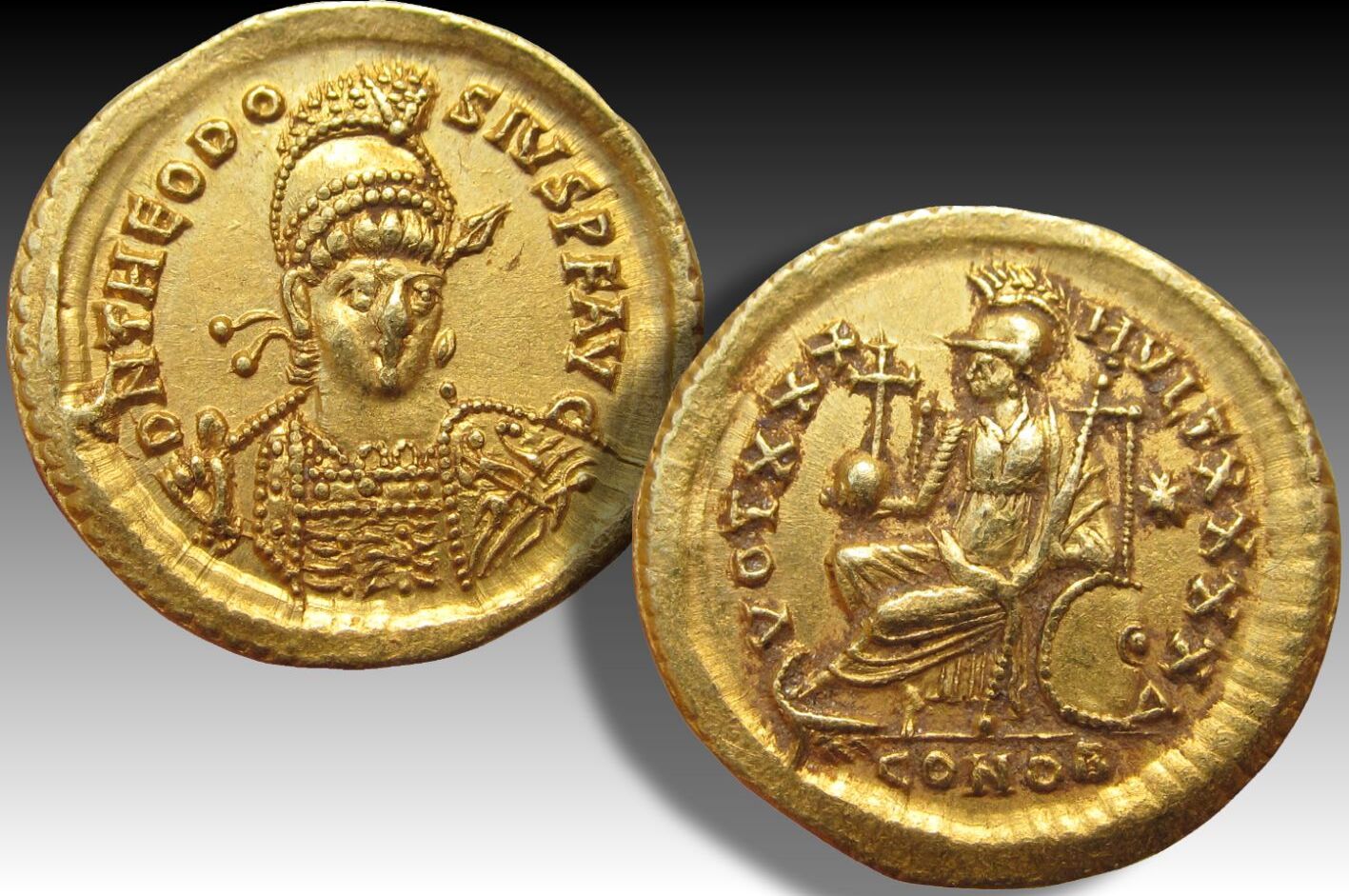 アンティークコイン 金貨 Roman Empire Theodosius Gold Solidus NGC