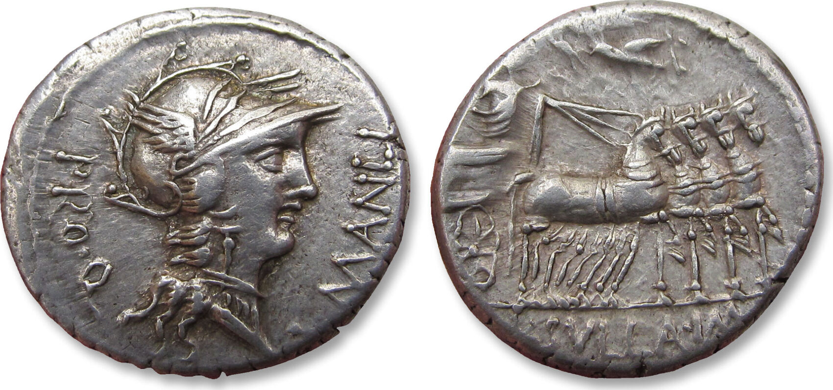 ROMAN REPUBLIC AR denarius 82 B.C. L. Cornelius Sulla and L. Manlius ...