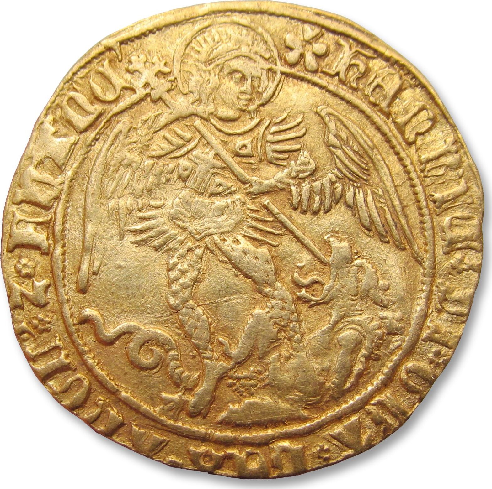 ENGLAND - Medieval 27mm Type III AV gold Angel ND (1495-1498
