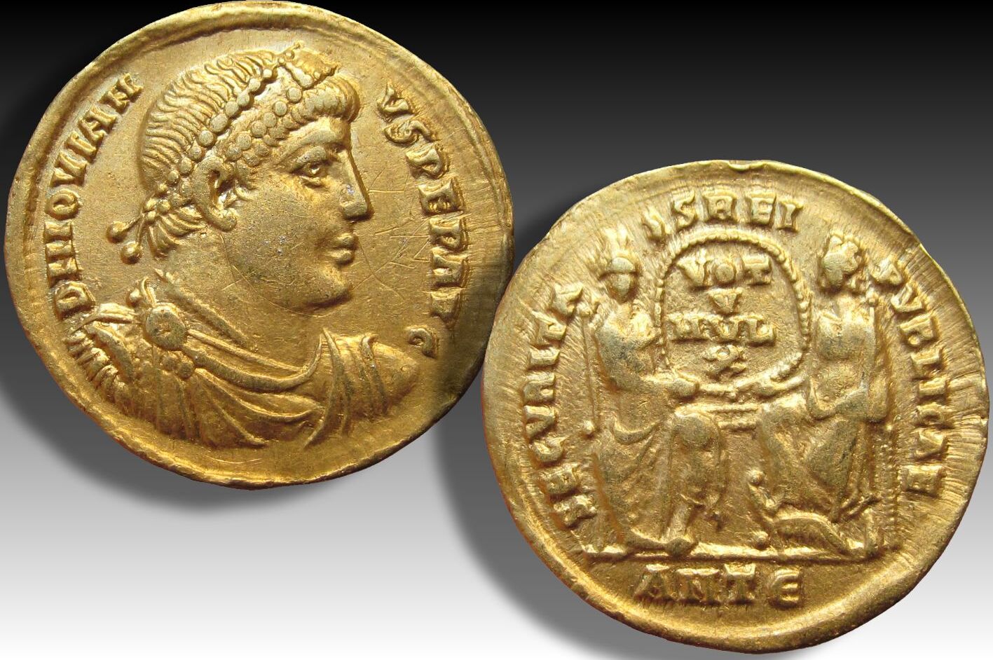 ROMAN EMPIRE AV gold solidus 363-364 A.D. Jovian / Jovianus, Antioch ...