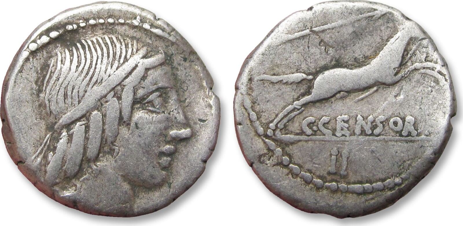 ROMAN REPUBLIC AR denarius 88 B.C. C. Marcius Censorinus, Rome