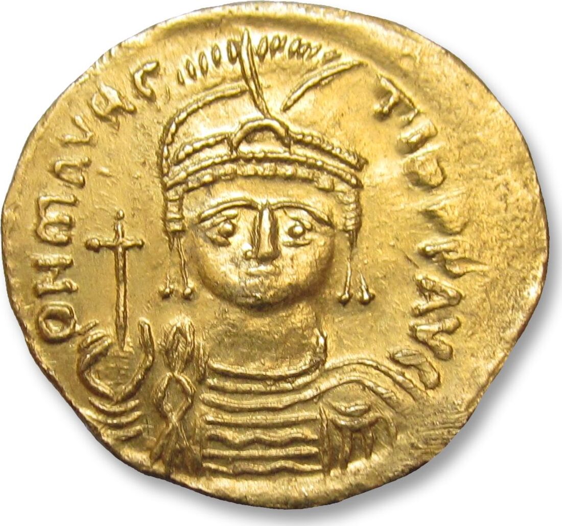 BYZANTINE EMPIRE AV gold solidus 583-601 A.D. Maurice Tiberius ...