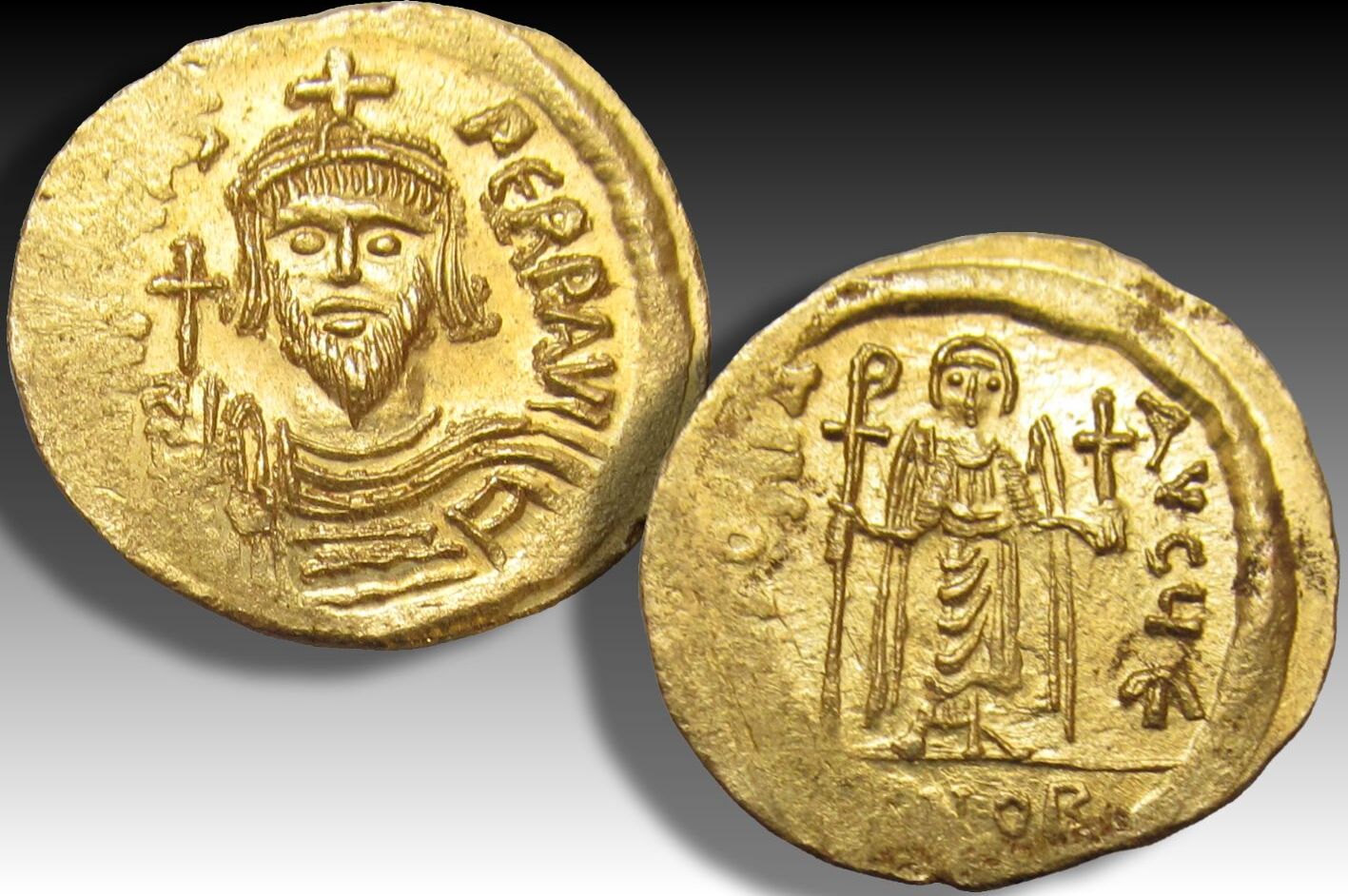 BYZANTINE EMPIRE AV gold solidus 607-610 A.D. Focas / Phocas
