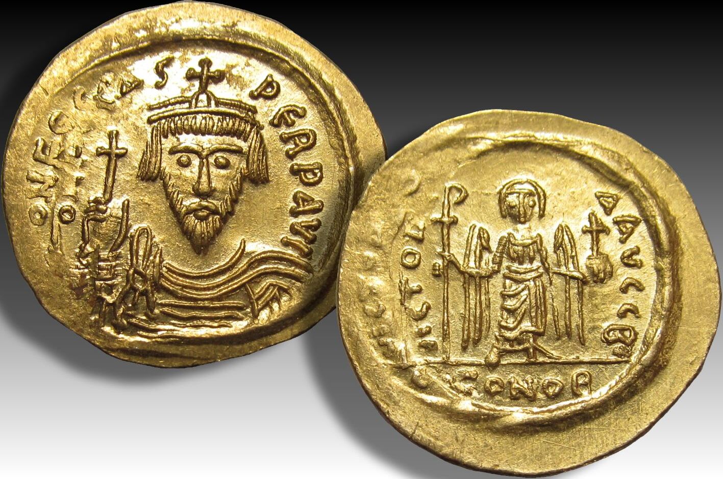 アンティーク　フランス製　Interviews fantaisistes BYZANTINE EMPIRE AV gold solidus 603-607 A.D. Focas / Phocas