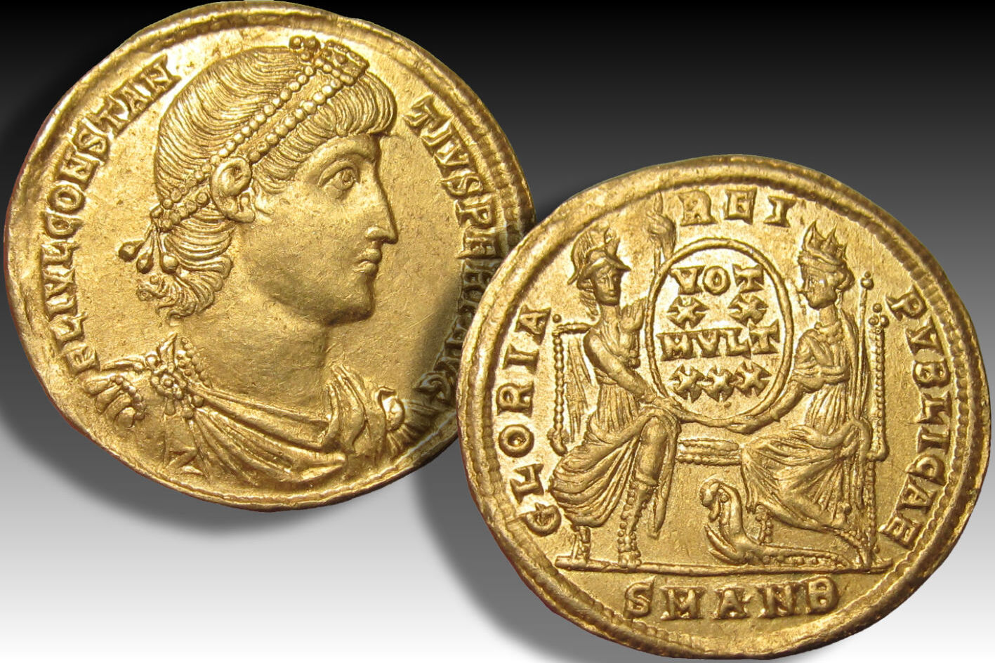 ROMAN EMPIRE AV gold solidus 347-355 A.D. Constantius II, Antioch