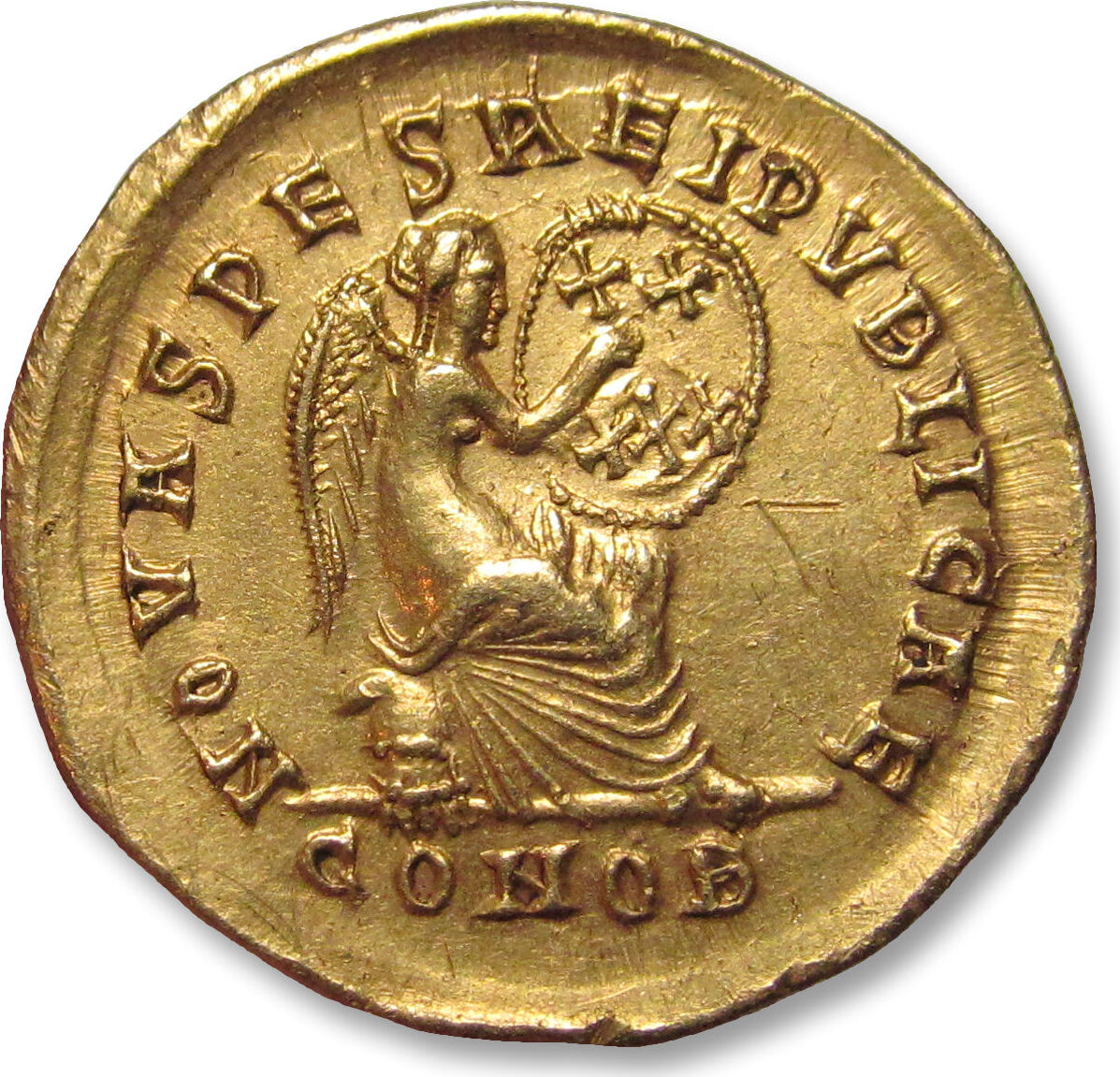 ROMAN EMPIRE AV gold solidus circa 402-403 A.D. Arcadius, Constantinople  mint - NOVA SPES REIPVBLICAE - EF++ small graffiti mark "V" on  reverse, some mint luster | MA-Shops