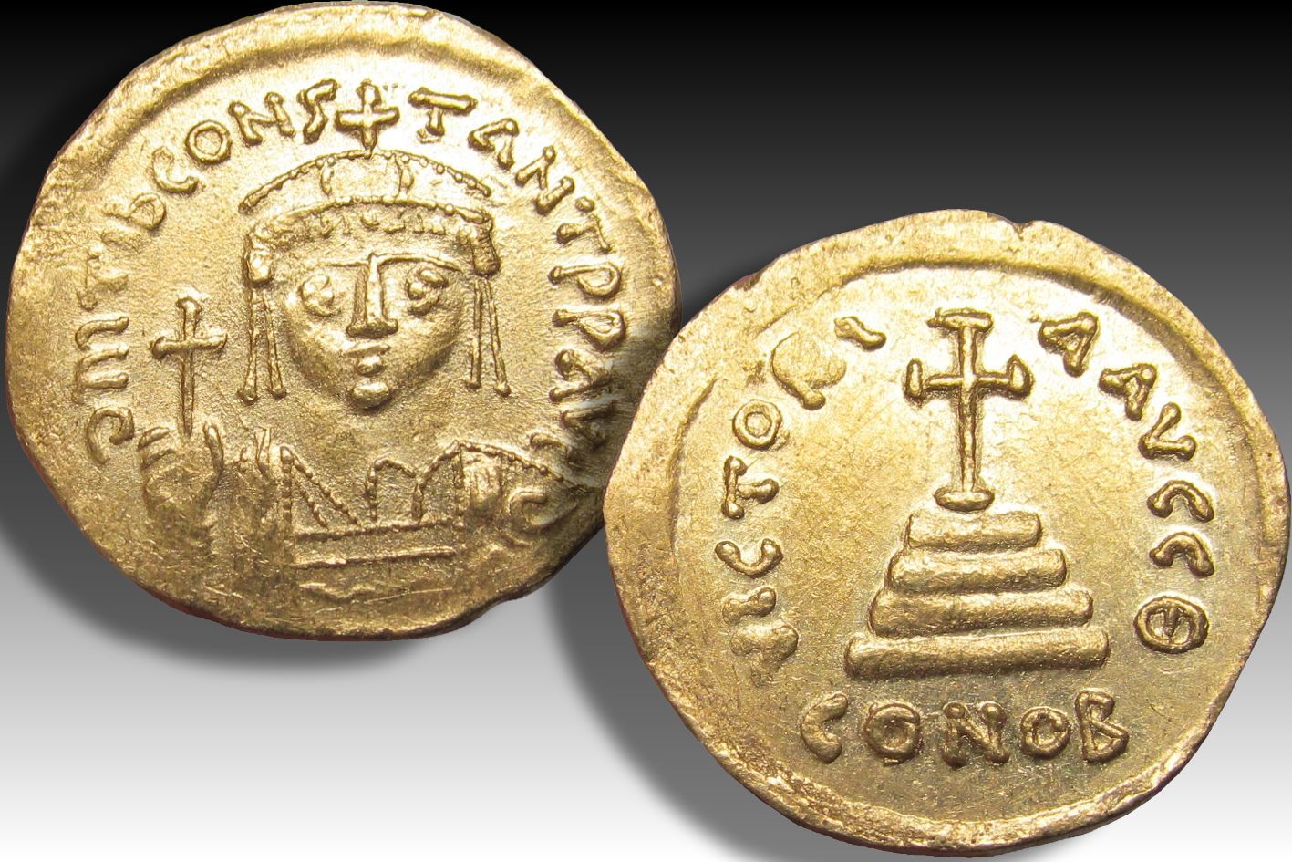 BYZANTINE EMPIRE AV gold solidus 579-582 A.D. Tiberius II
