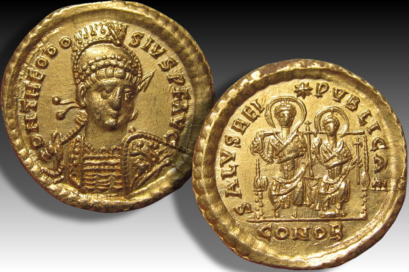ROMAN EMPIRE AV gold solidus circa 425-430 A.D. Theodosius II ...