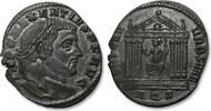 ROMAN EMPIRE AE silvered follis Maxentius, Aquileia mint - variety with wreath symbol in temple - -