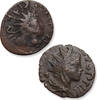 ROMAN EMPIRE AE imitative antoninianus Tetricus I and Tetricus II. Group of 2 interesting local barbarian imitations -