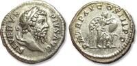 ROMAN EMPIRE AR silver denarius circa 207 A.D. Septimius Severus, Rome mint - P M TR P XV COS III P P Victory inscribing shield VF+ lightly toned