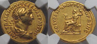 ROMAN EMPIRE Trajan / Trajanus, Rome mint - Seated Jupiter, scarcer type - NGC graded AV gold aureus circa 107-108 A.D. NGC graded Ch VF 5/5 - 4/5