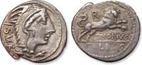 ROMAN REPUBLIC L. Thorius Balbus, Rome - control letter R on reverse - AR silver denarius 105 B.C. VF+ hints of irridescent toning