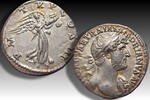 ROMAN EMPIRE Hadrian / Hadrianus, Rome mint - P M TR P COS III, Victory flying to right - AR silver denarius circa 120-121 A.D. VF+/EF- beautifully t