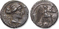 ROMAN REPUBLIC AR denarius M. Porcius Cato, Rome mint - beautifully toned and sharp - -