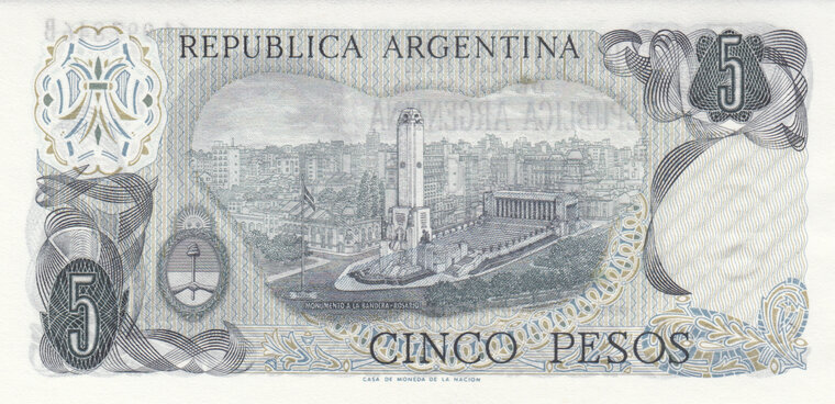 ARGENTINA P.294 - 5 Pesos ND 1974-76 UNC