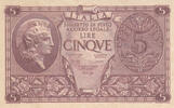 Europe 1944 XF ITALY P.31b - 5 Lire