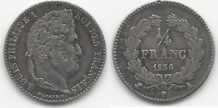 1/4 Franc Argent 1832 Paris - Louis-Philippe Ier - SUP+ - Gadoury 355