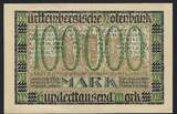 Wurttemberg / Wuerttemberg 100000 Mark 15/06/1923 Württembergische Notenbank AU