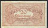 Allemagne / Deutschland / Germany 20 Millionen Mark 20/08/1923 Karlsruhe, Deutsche Reichsbahn VF+