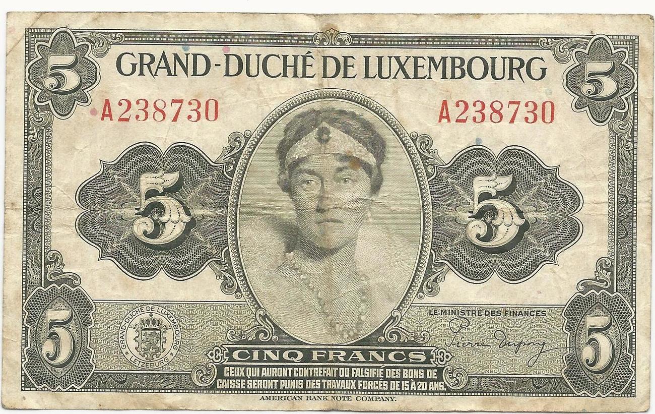 Luxembourg 5 Francs 1944 American Banknote Company S | MA-Shops