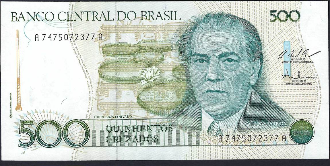 Brazil 500 Cruzeiros 1985 - Brazilian Bank Notes, Paper Money