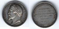 France / Frankreich Médaille argent Napoléon III tête laurée -