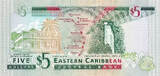 2003 5 Eastern Caribbean Dollars issued by the Eastern Caribbean Central Bank