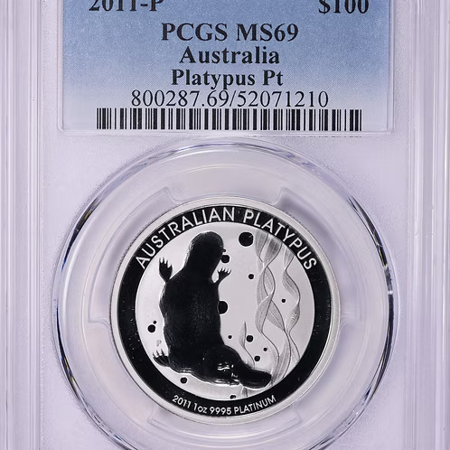 2011 オーストラリア プラティパス 1オンス プラチナPCGSMS69 2011 Australia Platypus 1 oz Platinum Coin PCGS MS69