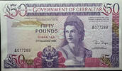   Government of Gibraltar Fifty Pounds 1986 Issue (27th November 1)  176.00 US$  +  30.00 US$ shipping