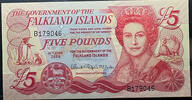   Falkland Islands Government 2005 Issue 5 Pound Note  24.00 US$  +  35.00 US$ shipping