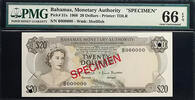   1968 Bahamas $20 Bill SPECIMEN Pick #31s PMG66 EPQ | Queen Elizabeth II  766.00 US$  +  30.00 US$ shipping