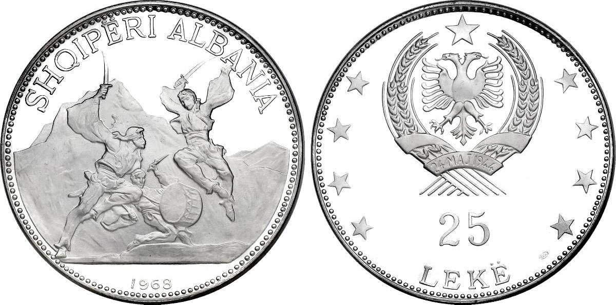 Albanien 25 Leke 1968 'Schwerttänzer' Proof | MA-Shops