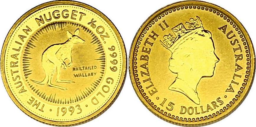 Australien 15 Dollar 1993 Kangaroo / Känguru unc. | MA-Shops