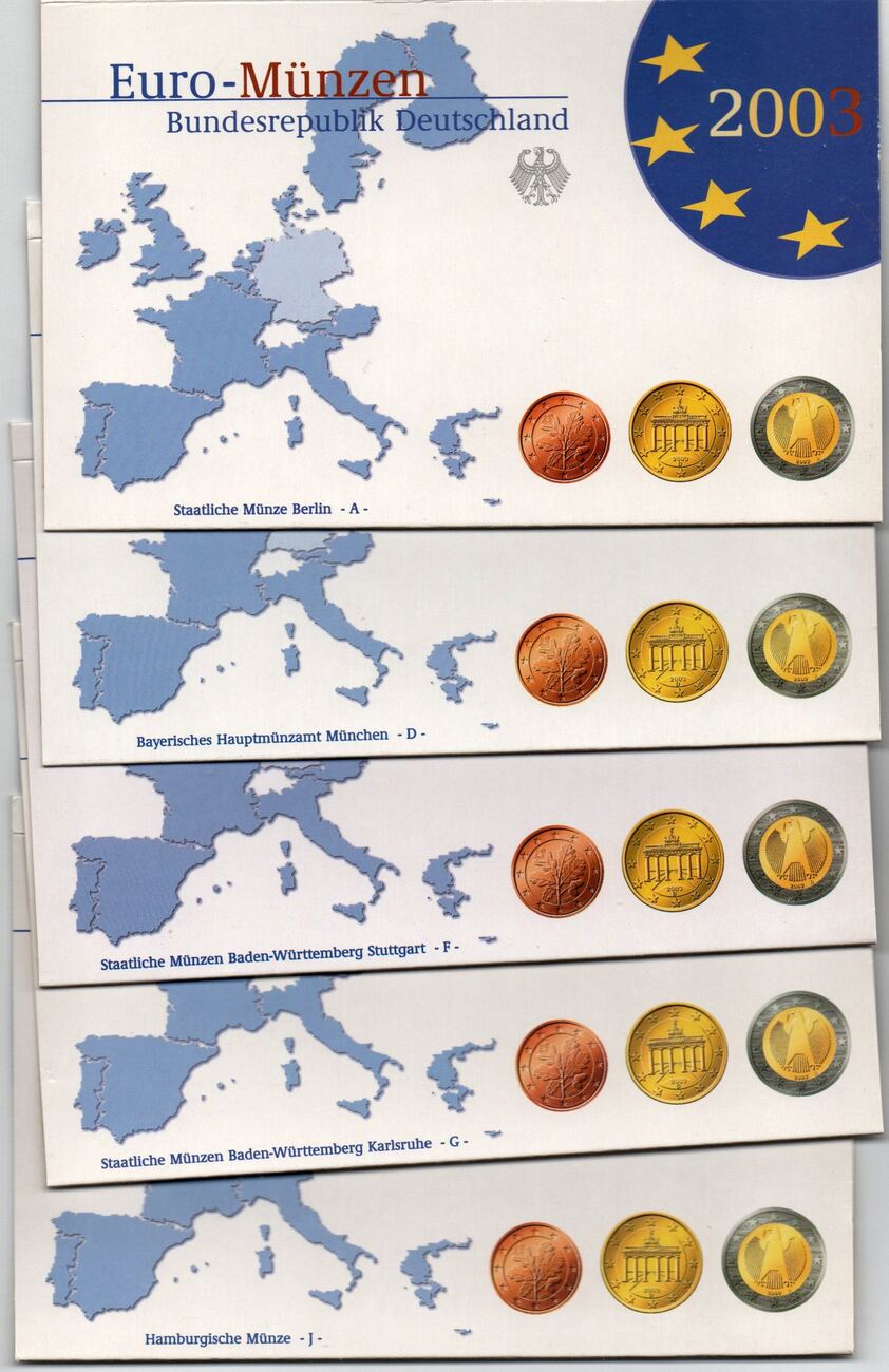 Bundesrepublik €19,40 2003 A, D, F, G, J Official Proof sets