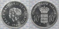 Monaco 100 Franc Prince Rainier III and Princess Grace, 10th wedding anniversary -