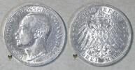 3 Mark 1910-A Kaiserreich Hessen Grossherzog Ernst Ludwig vz+, kaum übliche Rand-unebenheiten