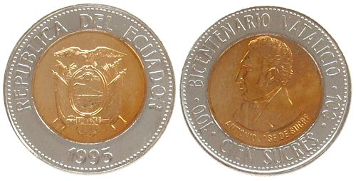 Ecuador 100 Sucres 1995 Bi-Met. unc | MA-Shops