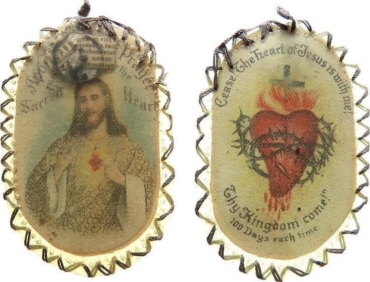 Wallfahrt Anhänger o.J. Papier unter Plastik Herz-Jesu-Schild, Herz ...