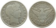 USA 1/2 Dollar 1907 Ag Barber VF-