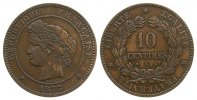 Frankreich 10 Centimes 1873 Br Ceres, A (Paris), kleiner Randstoß ss
