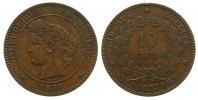 Frankreich 10 Centimes 1871 Br Ceres, A (Paris), kleiner Randfehler VF+