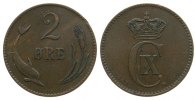 Dänemark 2 Öre Br Christian IX -